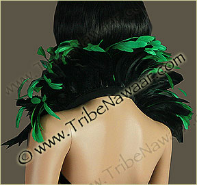 Tribe Nawaar's emerald queen theatrical feather collar, back