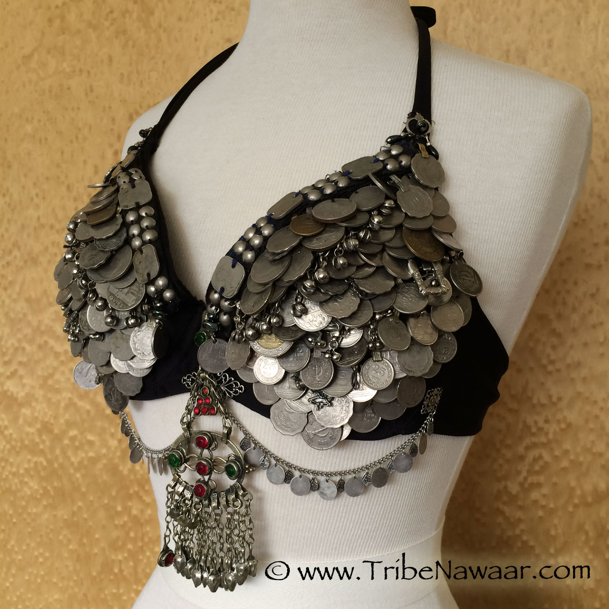 Tribal Coin Belly Dance Bra With Beads & Afghani Jewelry Accents -   Canada
