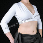 White 3/4 sleeve choli for ATS belly dance from Tribe Nawaar