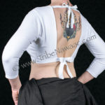 White 3/4 sleeve choli for ATS belly dance from Tribe Nawaar, back