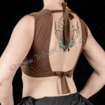 Chocolate basic sleeveless choli from Tribe Nawaar, back view.