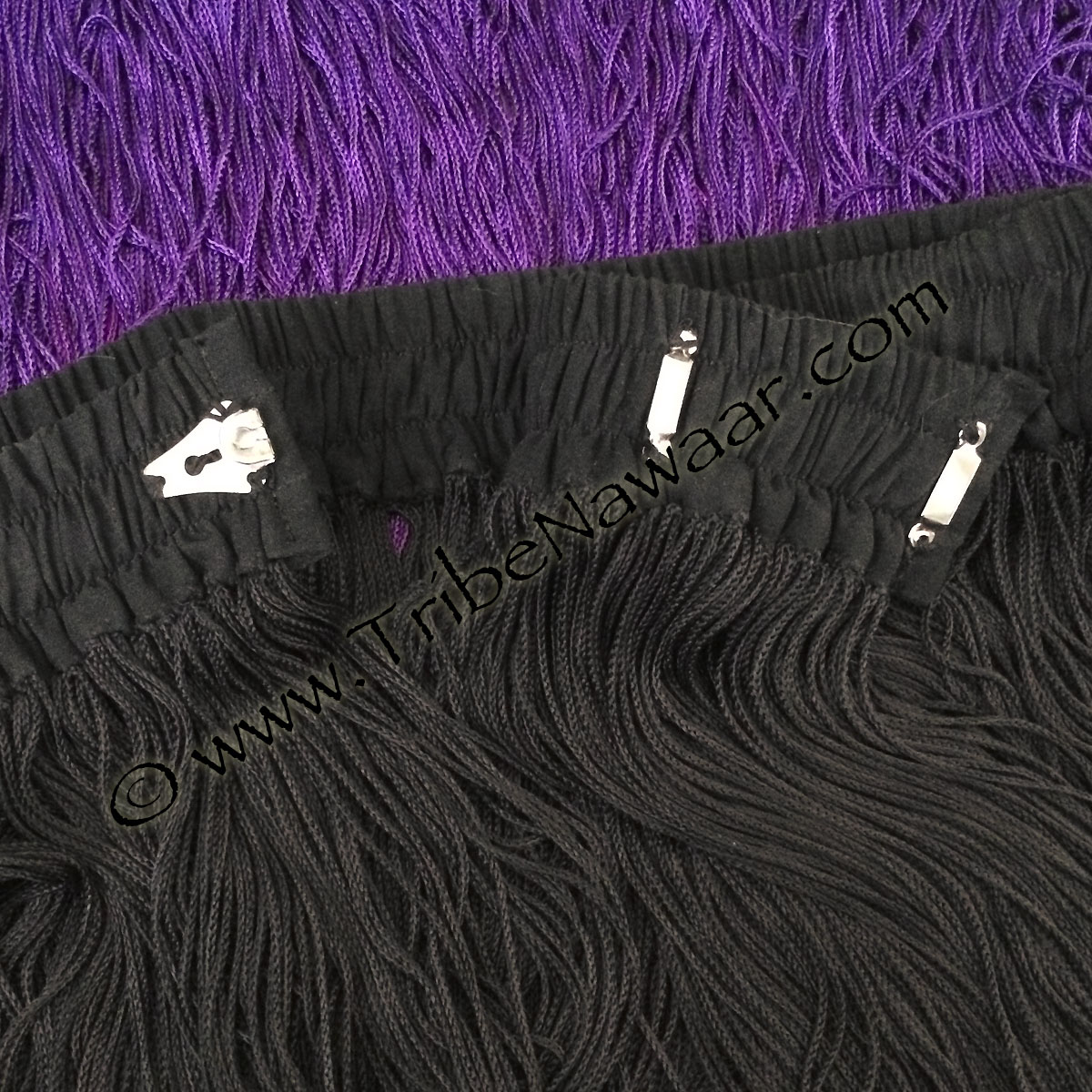 Violet Purple & Black Long Fringe Belt