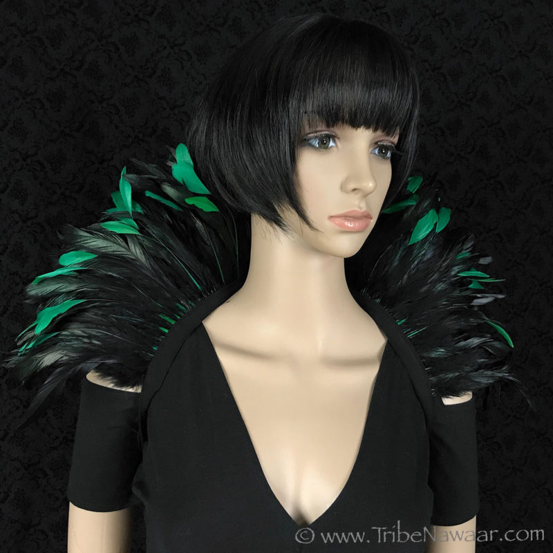 Emerald Green Queen Theatrical Feather Collar