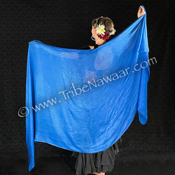 Blue Rectangular Economy Silk Veil