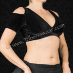 Noir black drop sleeve velvet choli from The Nawaar Marketplace at www.TribeNawaar.com