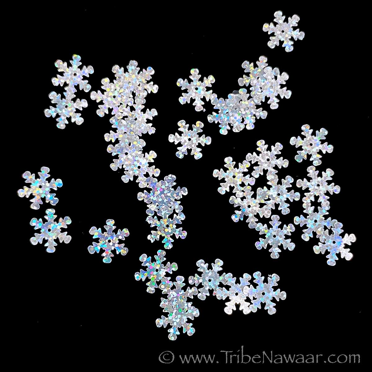 Silver Flurry Holographic Snowflake Glitter Shapes
