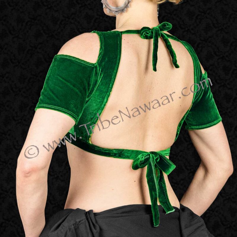 Green Drop Sleeve Velvet Choli