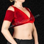 Red drop sleeve velvet choli from The Nawaar Marketplace at www.TribeNawaar.com