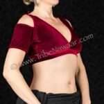 Garnet drop sleeve velvet choli from The Nawaar Marketplace at www.TribeNawaar.com