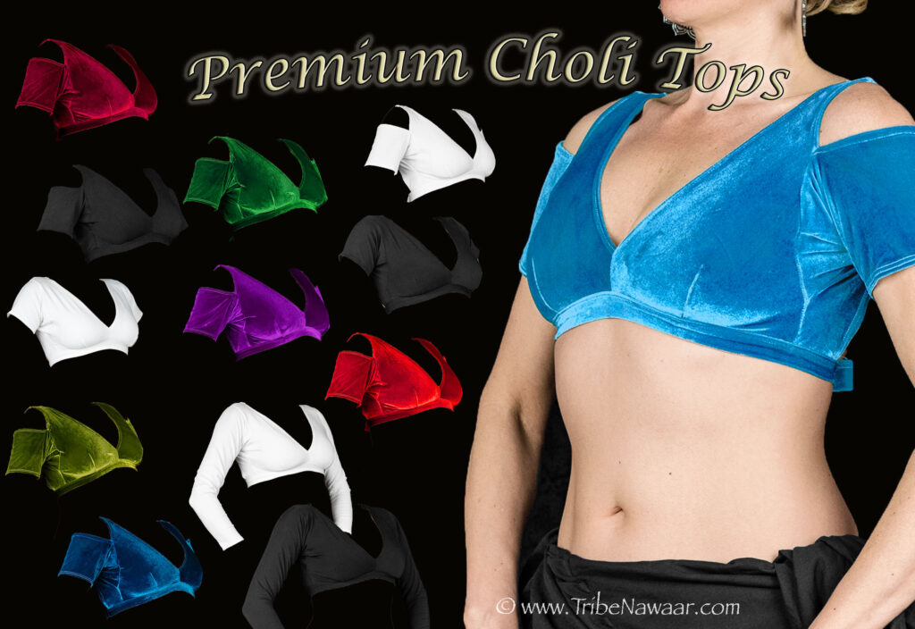 Premium choli tops for belly dance from The Nawaar Marketplace at www.TribeNawaar.com