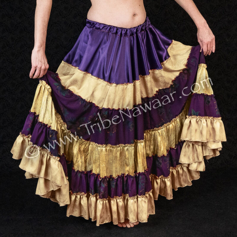 Purple & Antique Gold Tiered Skirt (Consignment maclar1-5)