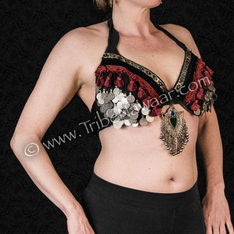 Black & Red Coin Bra (Consignment eustu1-26)