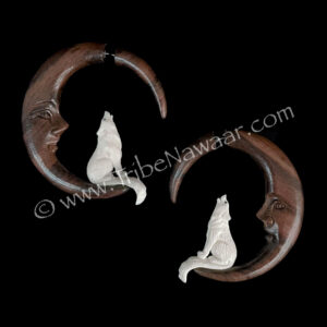 Howling Wolf Faux Gauge Earrings