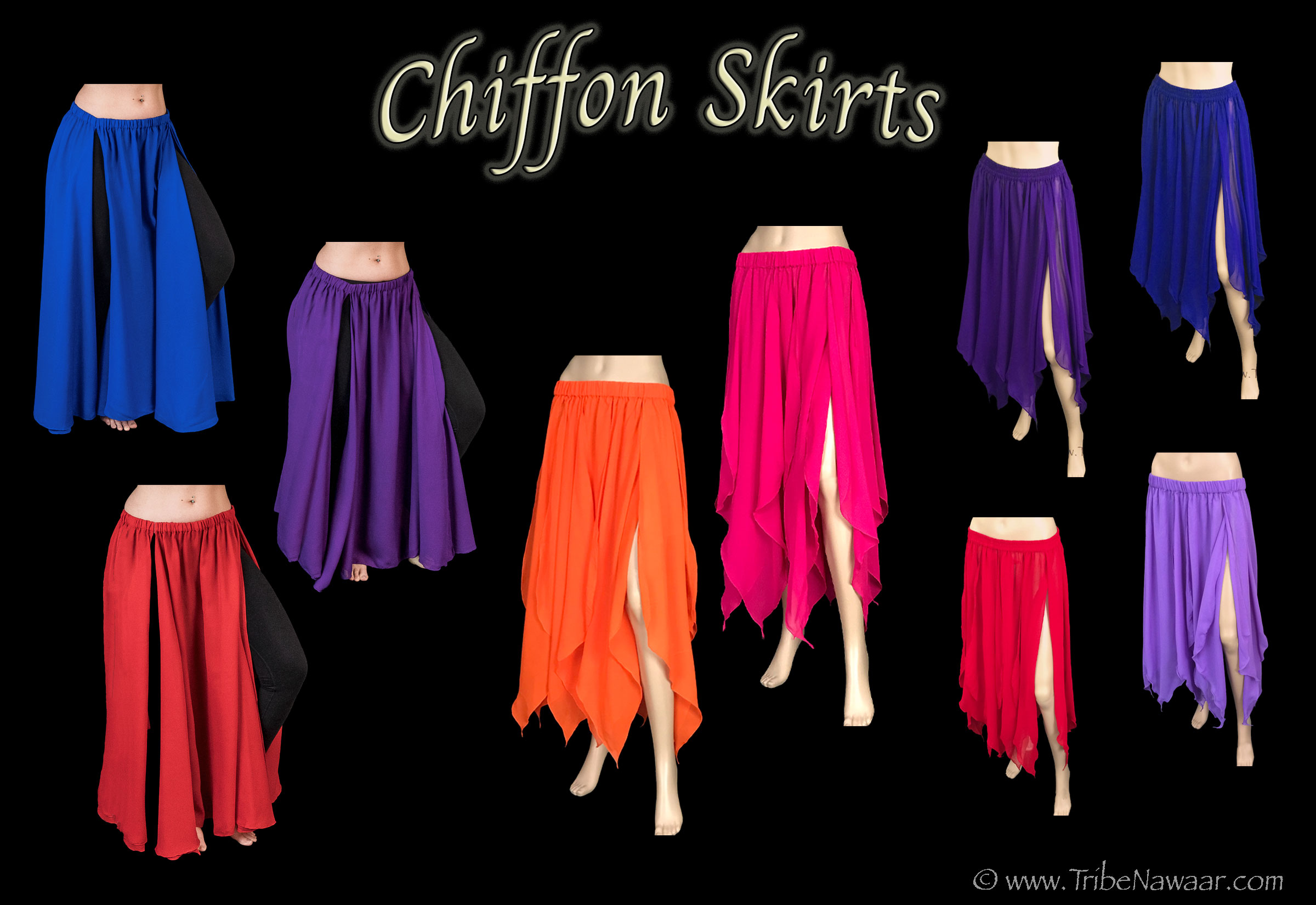 Chiffon skirts-flowing belly dance skirts from The Nawaar Marketplace at www.TribeNawaar.com