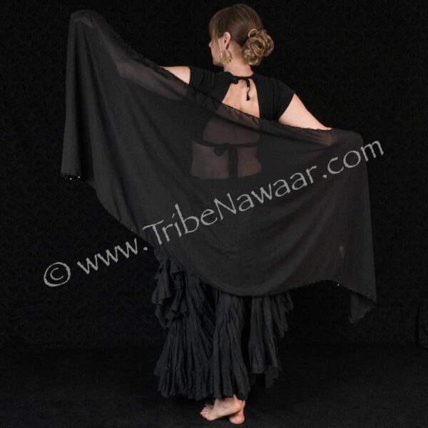 Black Chiffon Veil With Black Beads (Consignment tn)