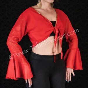 Red Chiffon Wrap Top With Gold Sequins (gkna1-11)