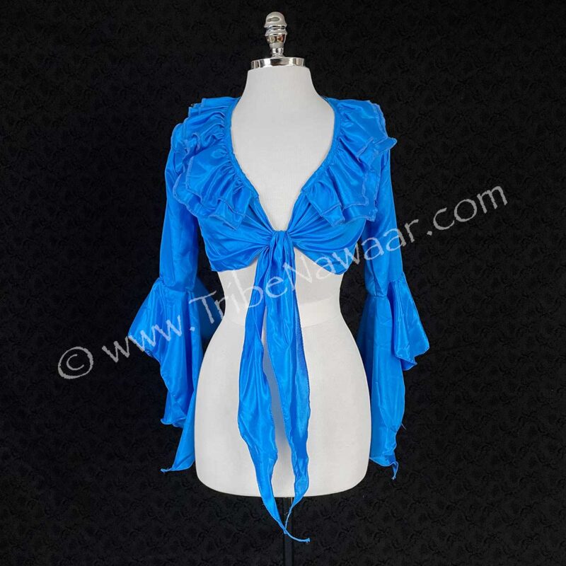 Blue Ruffle Wrap Top (Consignment lhurd1-1)