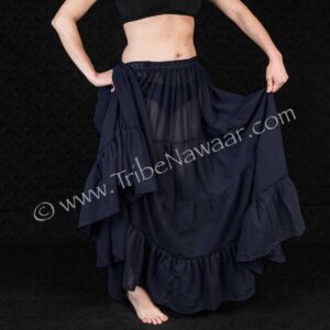 Midnight Blue Chiffon Tiered Skirt (Consignment vigree1-5)