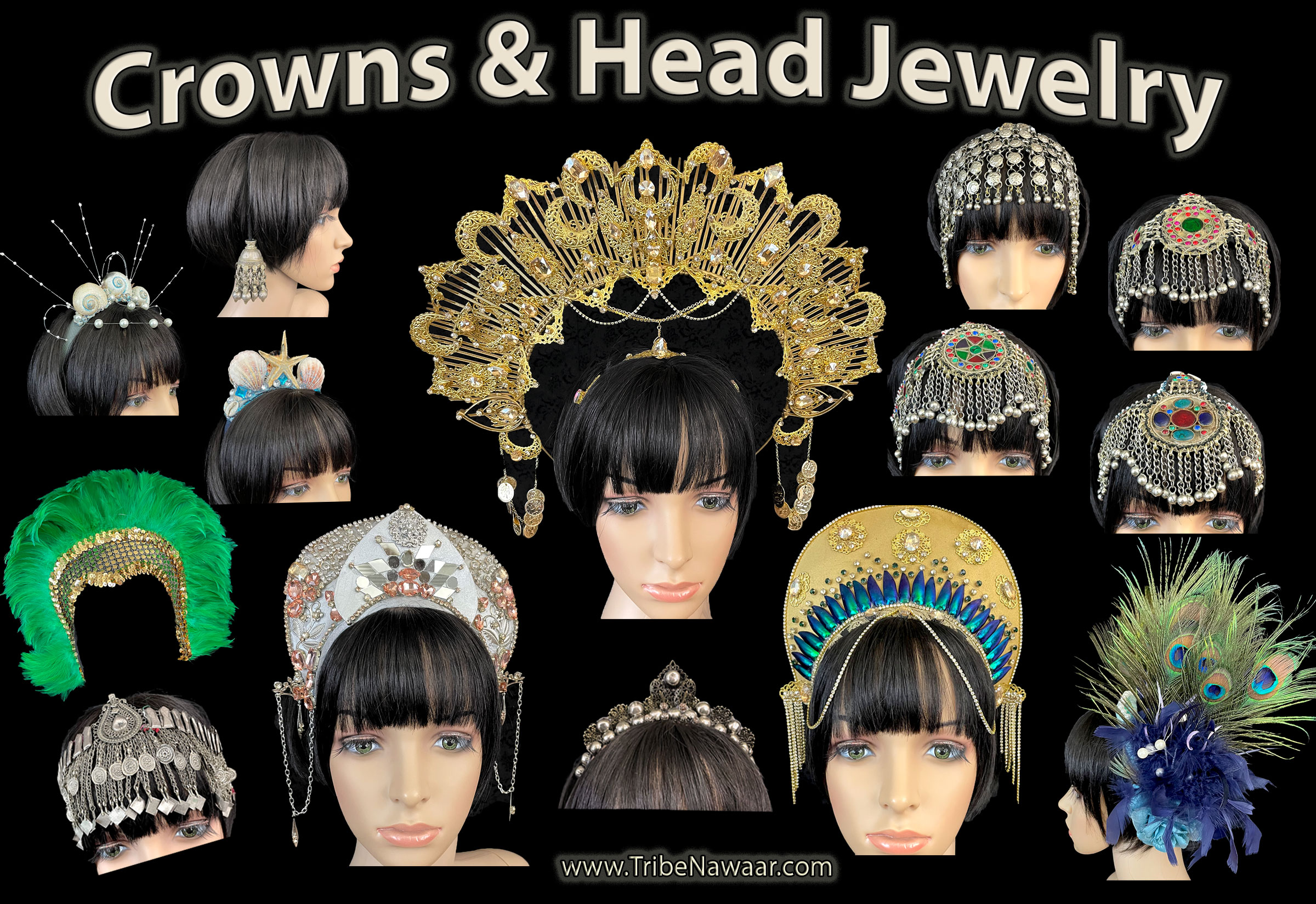 Belly dance crowns & head jewelry from the Nawaar Marketplace at www.TribeNawaar.com