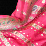 Bold Pink Sariloons-eco chic upcycled belly dance pants (aka pantaloons or harem pants) available at the Nawaar Marketplace at www.TribeNawaar.com (detail of fabric)