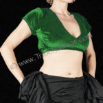 Emerald green short sleeve velvet choli top from The Nawaar Marketplace at www.TribeNawaar.com