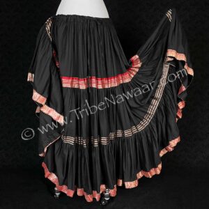 Black Tiered Skirt With Sari Accents (Consignment momcc1-31)