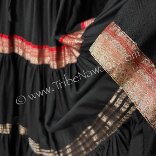 Black Tiered Skirt With Sari Accents (Consignment momcc1-31)