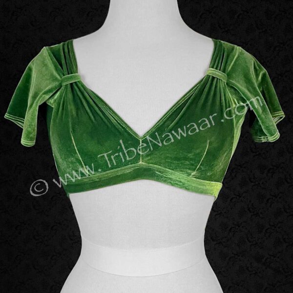 Green Sweetheart Velvet Choli (Consignment olnat2-2)