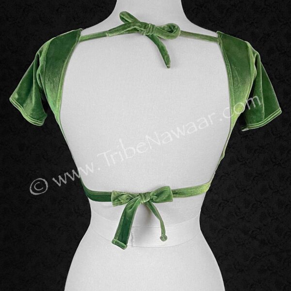 Green Sweetheart Velvet Choli (Consignment olnat2-2)