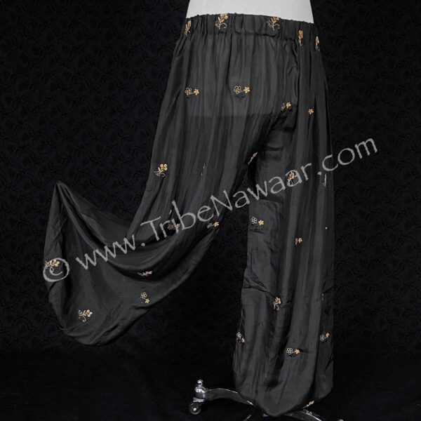 Black Silk Pantaloons With Flowers (Consignment lunor1-2-3-4-5)