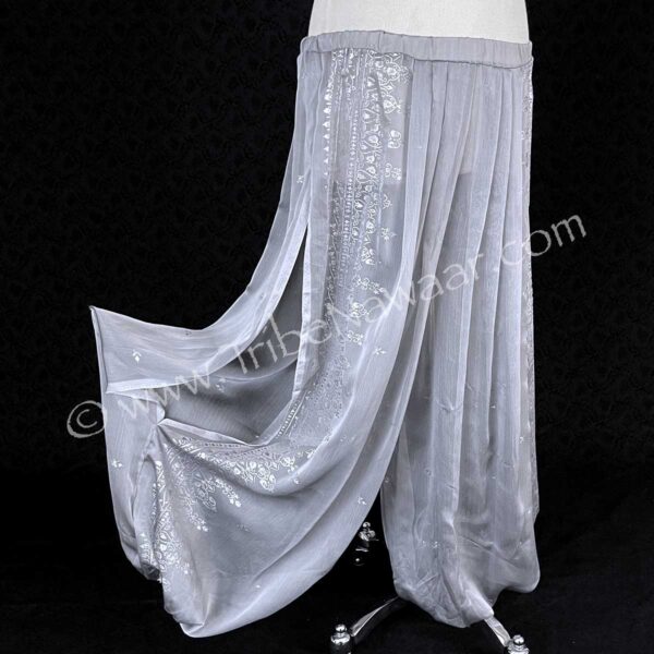 Silver Grey Sheer Sari Pantaloons (Consignment momcc1-24)