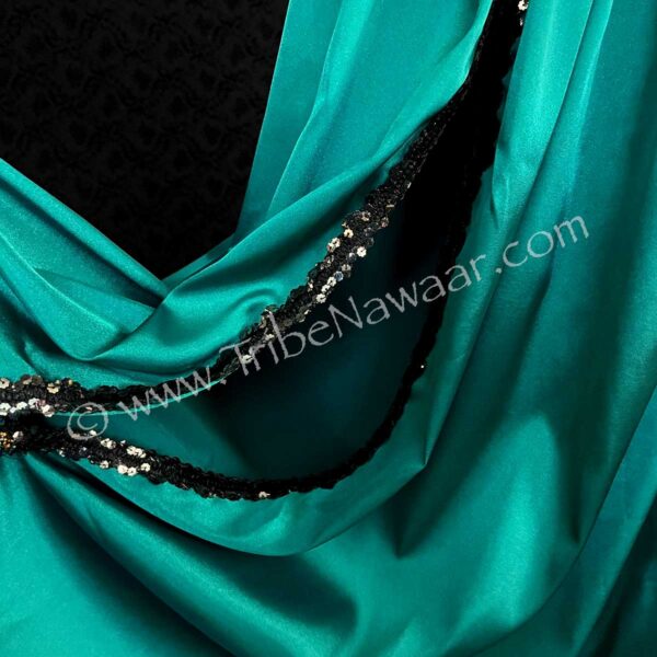 Teal Satin Pantaloons With Sequin Side Slit (Consignment momcc1-28)