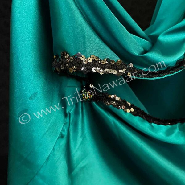 Teal Satin Pantaloons With Sequin Side Slit (Consignment momcc1-28)