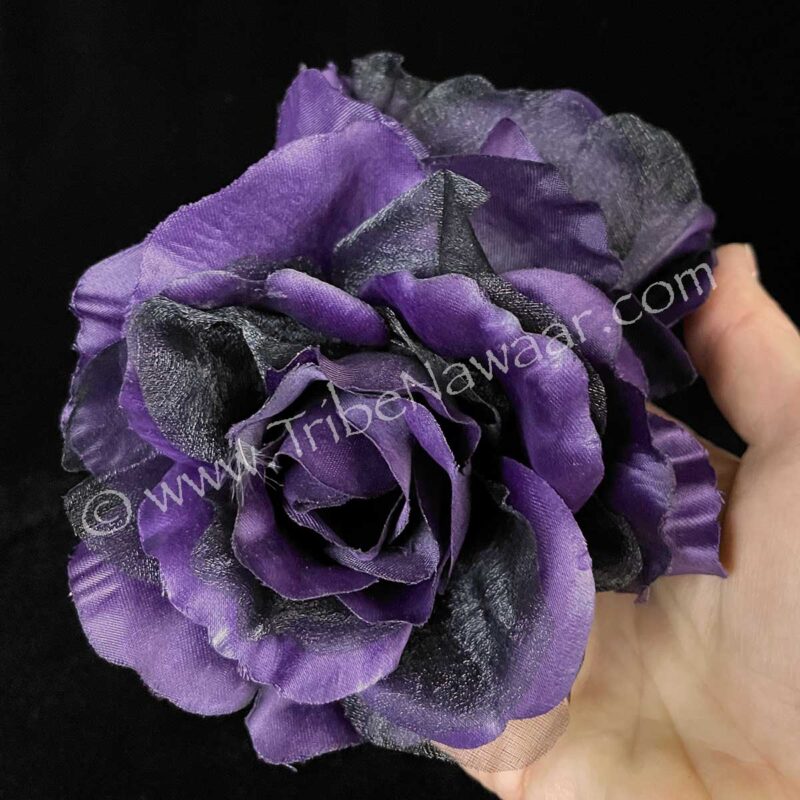 Double Purple & Black Rose Cluster Hair Clip