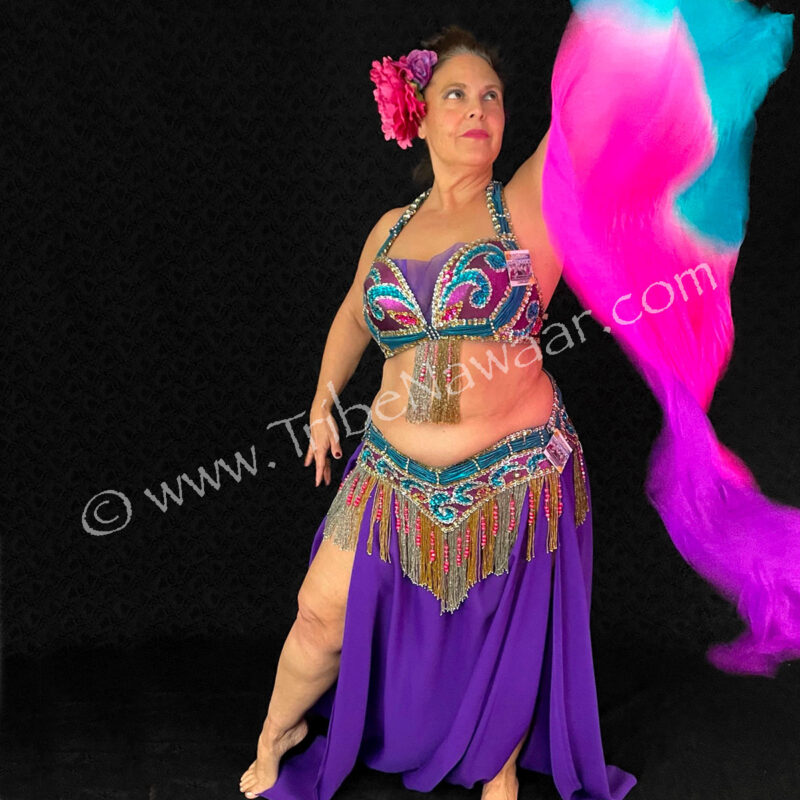 Purple & Teal Professional Belly Dance Costume (Consignment)