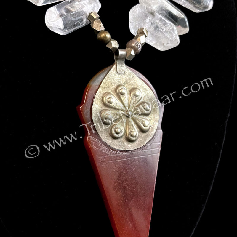 Carnelian Talhakimt & Crystal Necklace (Consignment cmerr3-1)