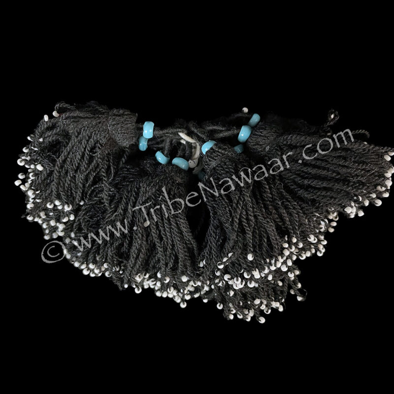 Black Tassels With White & Blue Beads (Consignment jmhow1-17)