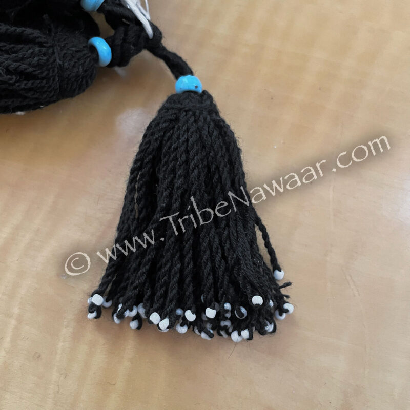 Black Tassels With White & Blue Beads (Consignment jmhow1-17)