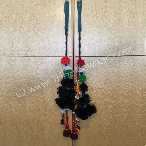 Long Tassel Pair With Cowrie Shells & Poms (Consignment jmhow1-18)