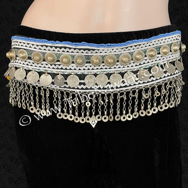 Embellished Textile Belt With Chain Falls (Consignment momcc1-38)